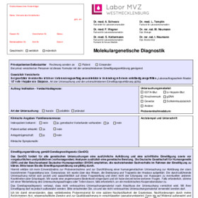 Humangenetik Anforderungschein und Einwilligungserklärung - Labor MVZ Westmecklenburg
